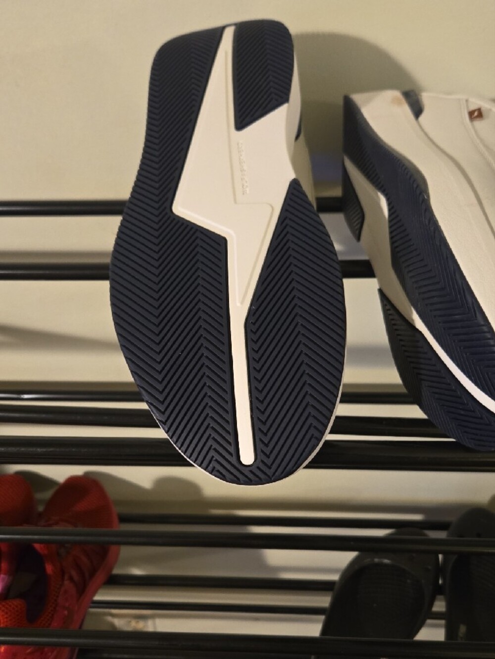Men's White Athletic Sneakers with Navy Outsole Accent - Picture 5 of 8
